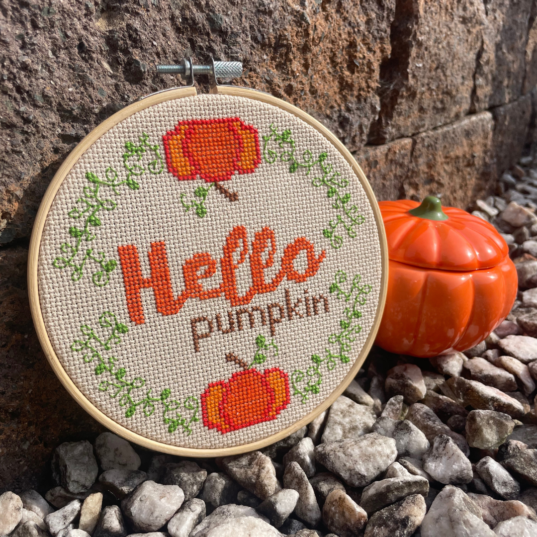 Hello Pumpkin - PDF Instant Download Cross Stitch Pattern