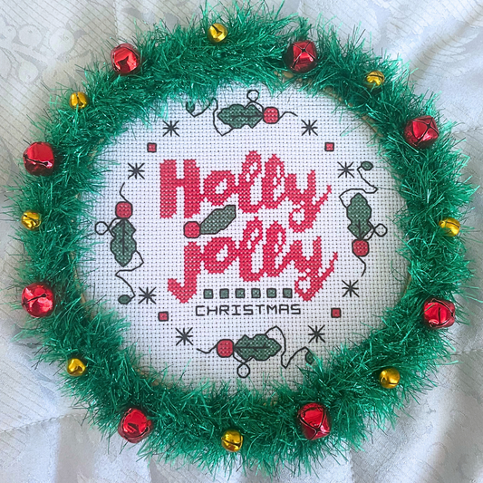 Holly Jolly Christmas Wreath  - PDF Instant Download Cross Stitch Pattern