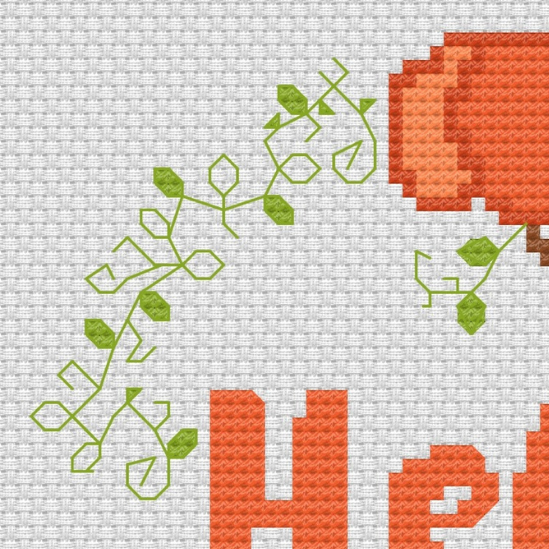 Hello Pumpkin - PDF Instant Download Cross Stitch Pattern